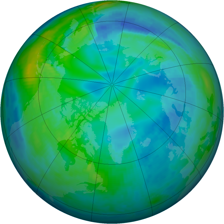 Arctic ozone map for 31 October 1997